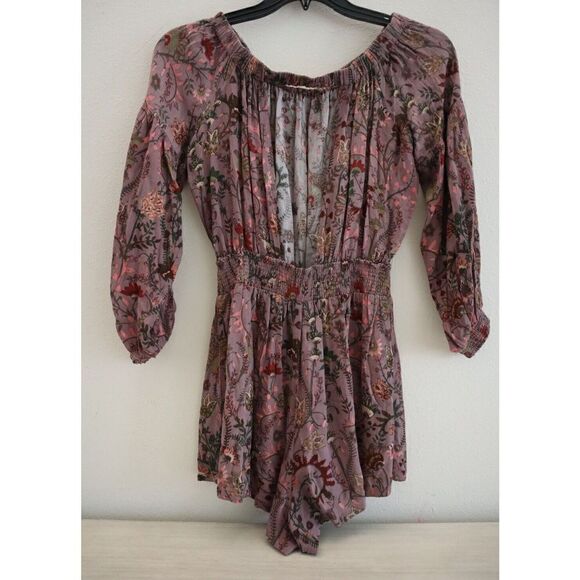 Free People OB580943 Women Sz S Purple Pretty & Free Off the Shoulder Romper - Picture 2 of 9